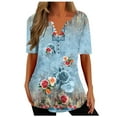 thumbnail image 1 of Birdeem Haut Décontracté pour Femme à Col en V Imprimé, Ample, à Manches Courtes, Haut/chemise à Manches Courtes à Col en V, 1 of 1