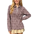 thumbnail image 3 of Falkdiz Girls Long Sleeve Shirts Sweet Winter Pullover 1/4 Zipper Casual Back to School Stylish Graphic Tops for Girls Collar , Brown , Size: 3-4 Years, 3 of 9