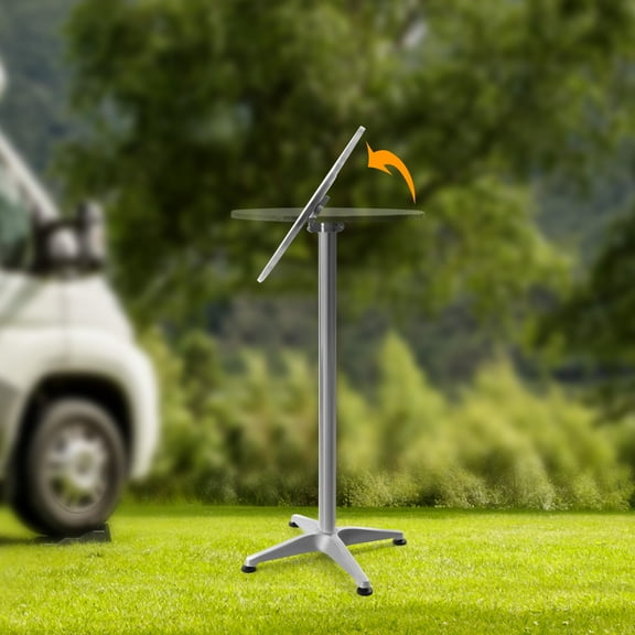 ToppiJoy 44.88in Stainless Stee Foldable Bar Height Dining Table Pub Round Tall Folding Indoor/Outdoor