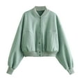 thumbnail image 5 of Womens Cropped Jacket Button Down Long Sleeve Winter Casual Coats Outerwear, 5 of 5