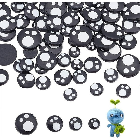 80pcs Kawaii Eyes Cabochons Craft Eyes Tiles Flat Round Eyes Black Animal Eyes Resin Felt Eyes for Amigurumi Puppet Teddy Bear Crochet Plush Animal Making 8/10/12/16mm