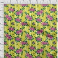 thumbnail image 3 of oneOone Polyester Lycra Yellow Fabric Leaves & Rose Dress Material Fabric Print Fabric By The Yard 56 Inch Wide-EMM, 3 of 4