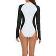 thumbnail image 5 of Elainilye Fashion Womens Bathing Suits Long Sleeve Diving Suit Siamese Sexy Summer Beach Surfing One-Piece Zipper Swimsuit,White, 5 of 7