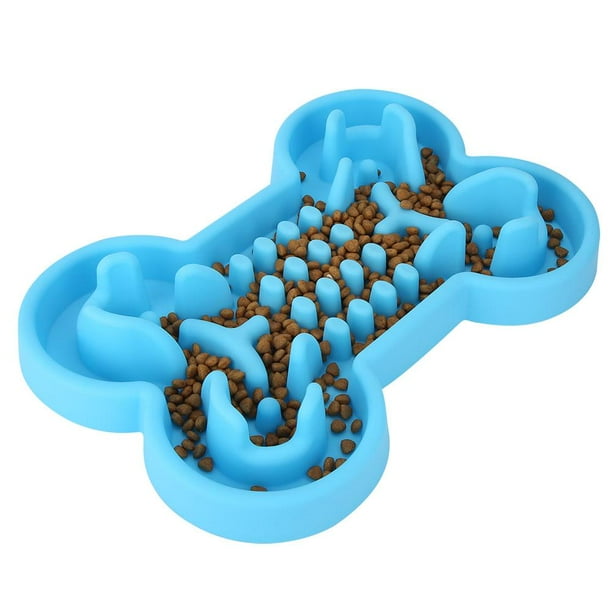 LYUMO Cat Dog Dish, Silicone Pet Slow Eating Bowl BoneShaped NonSlip