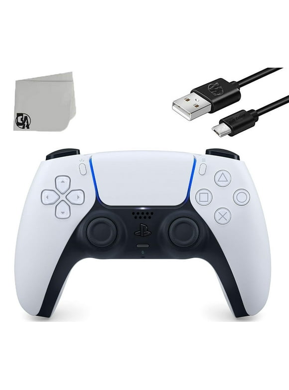 PS5 Wireless White DualSense Controller Bundle - Like New With Charging Cable BOLT AXTION