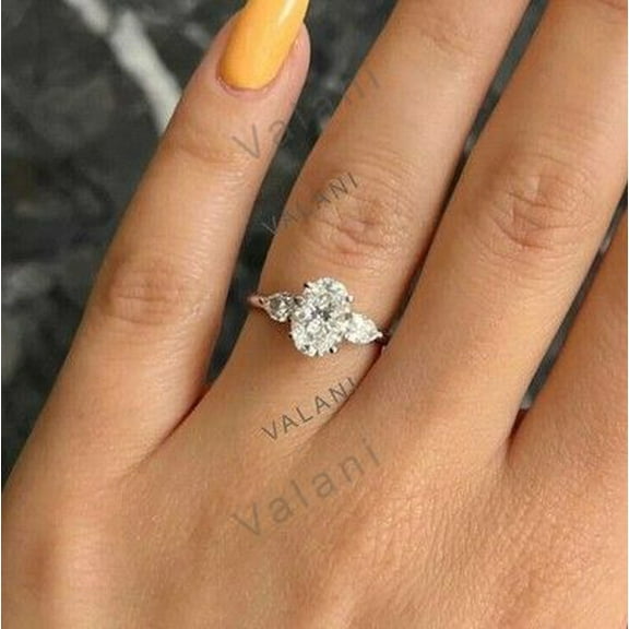 2ct Lab Grown Diamond Band Ring 14K Gold Oval Cut IGI Certified VS1 Clarity