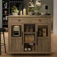 thumbnail image 2 of WALYWIK Foldable Kitchen Island Cart with Wheels, 2 Glass Doors, Spice Rack & Towel Holder – Compact Mobile Storage Cart for Small Kitchens, Dining Rooms, Camping & RVs - Grey, 2 of 8