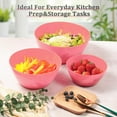 thumbnail image 4 of Pink Nesting Mixing Bowls with Lids, Lightweight Plastic Salad Bowls for Kitchen Prep, Baking, Serving, Microwave & Dishwasher Safe, Set of 3, 4 of 14