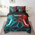 thumbnail image 2 of Erosebridal Video Game Bed in a Bag Full size,Blue Red Neon Bed Set,Geometric Honeycomb Bedding Full Size,Lightweight Gamepads Bedroom Decorative,Reversible,7-Piece, 2 of 6