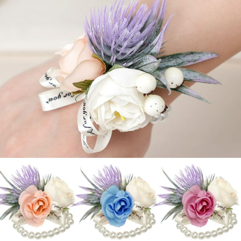 Dried Thistle Wrist Corsages / Floral Corsage Bracelet / Dried Flowers  Wedding Accessory / Handmade Bridesmaid Wrist Corsages 