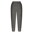 thumbnail image 7 of ABATAB Cotton Linen Pants for Women Button Lounge Harem Trousers Drawstring Elastic Waist Summer Beach Pants Outfits with Pockets, 7 of 7