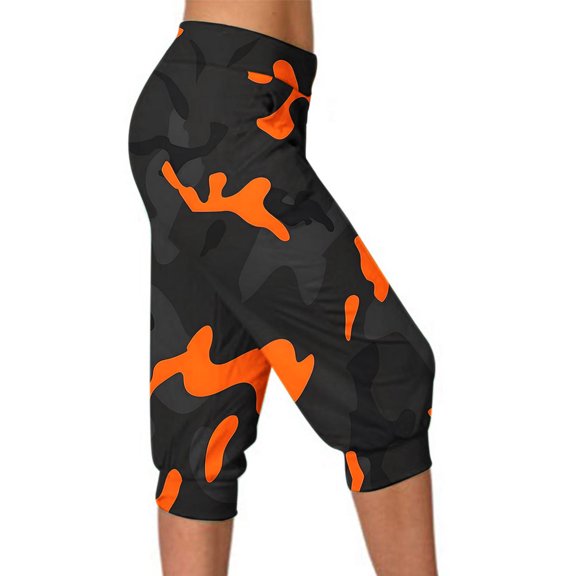 Zysthvn Cropped Athletic Capris for Women Plus Size Casual Yoga Leggings Gym Lightweight Pants Women High Waisted Camo Elastic Waist with Pockets