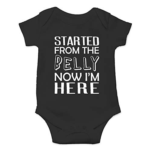 Started From The Belly, Now I m Here - Funny Music Inspired - Cute Infant One-Piece Baby Bodysuit 12 Months, Black