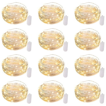 12 Pack LED Fairy Lights String Lights - 7ft 20 LED Waterproof Silver Wire Firefly Starry Moon Lights for DIY Crafts Wedding Table Centerpieces Party Bedroom Christmas