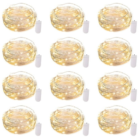 12 Pack LED Fairy Lights Battery Operated String Lights - 7ft 20LED Waterproof Silver Wire Firefly Starry Moon Lights for DIY Crafts Wedding Table Centerpieces Party Bedroom Christmas