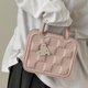 thumbnail image 4 of Pink Bolso cuadrado pequeño de moda, bolso cruzado de cuero, bolso de galletas de color sólido para regalo, 4 of 4