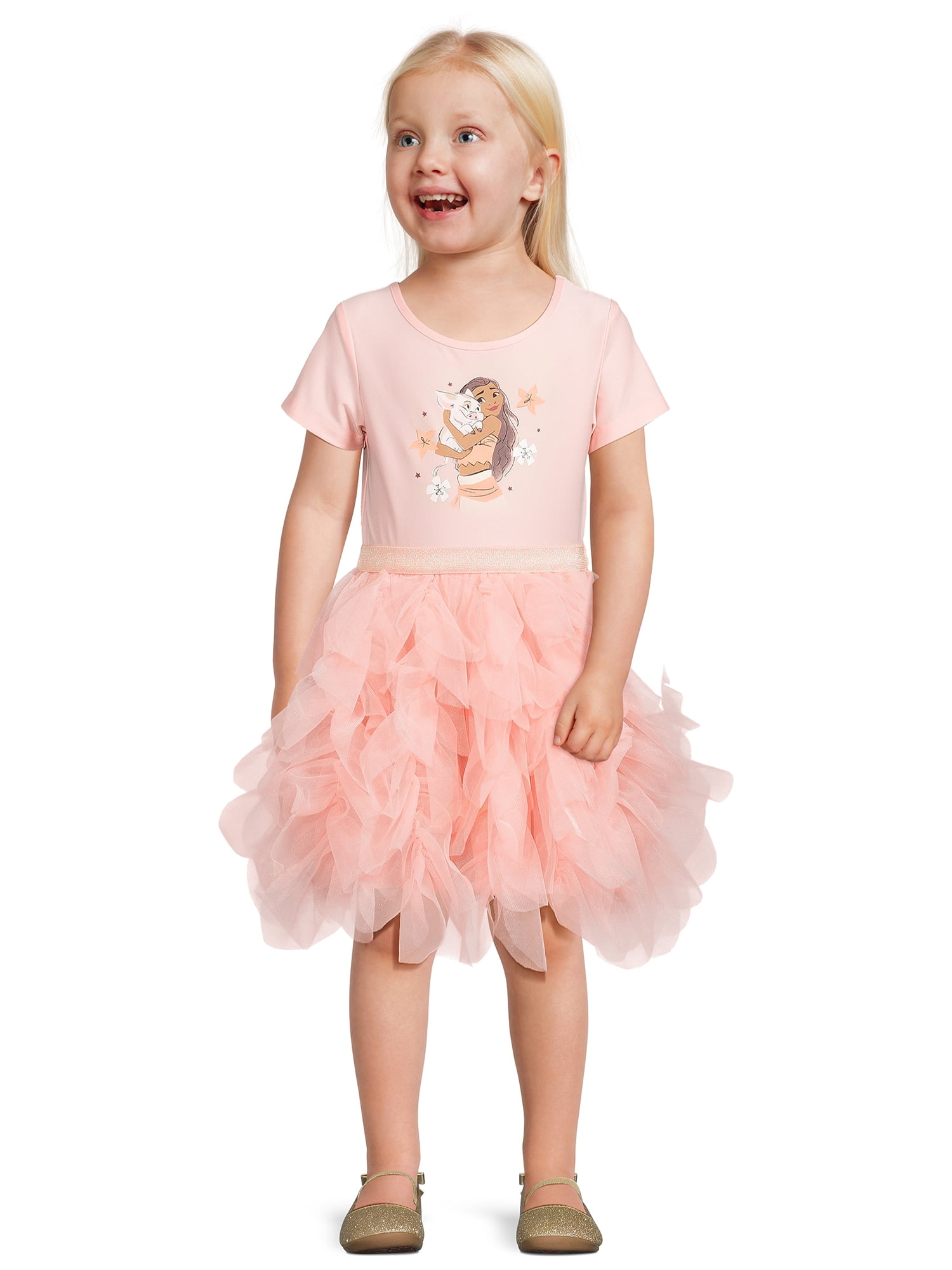 Disney Moana Toddler Girl Short Sleeve Tutu Dress, Sizes 12M-5T
