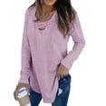 thumbnail image 1 of ZXZY Women Cross V Neck Lace-Up Long Sleeves Solid Color Top, 1 of 2