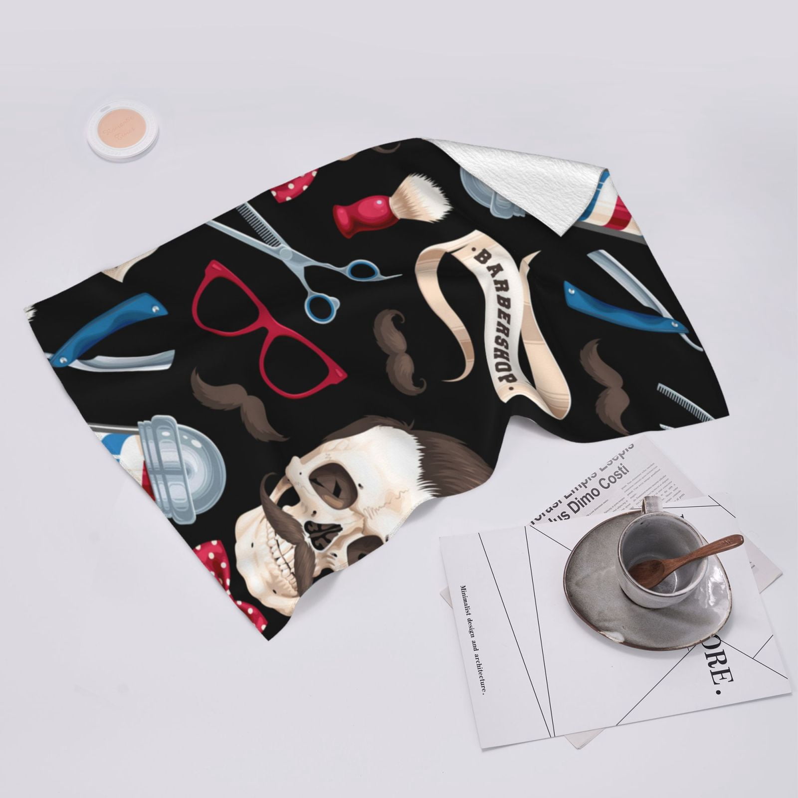Skull Barber Shop Color Scissors 27.5" x 16" Ultra Soft Hand Towel, Face Wash Cloth for Bathroom, Gym, Travel, Pool
