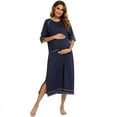 thumbnail image 4 of Women's Pajamas 3/4 Sleeve Nightgown Sleepwear Comfy Sleep Shirt Nightshirt with Pocket S-XXL, 4 of 6