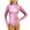 Pink, variant on Riforla Women Yoga Jumpsuits Shiny Metallic Leather High Collar Long Sleeve Leotard Bodysuit Women's Bodysuit Blue M