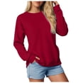 thumbnail image 1 of Splozh Chandails Douillets pour Femmes Chandails à Manches Longues pour Femmes Décontracté Grande Taille Chandail à Col Rond Chandail d'Automne Tendance Chandail en Molleton Vêtements d'Hiver Bourgogne,2TG, 1 of 6