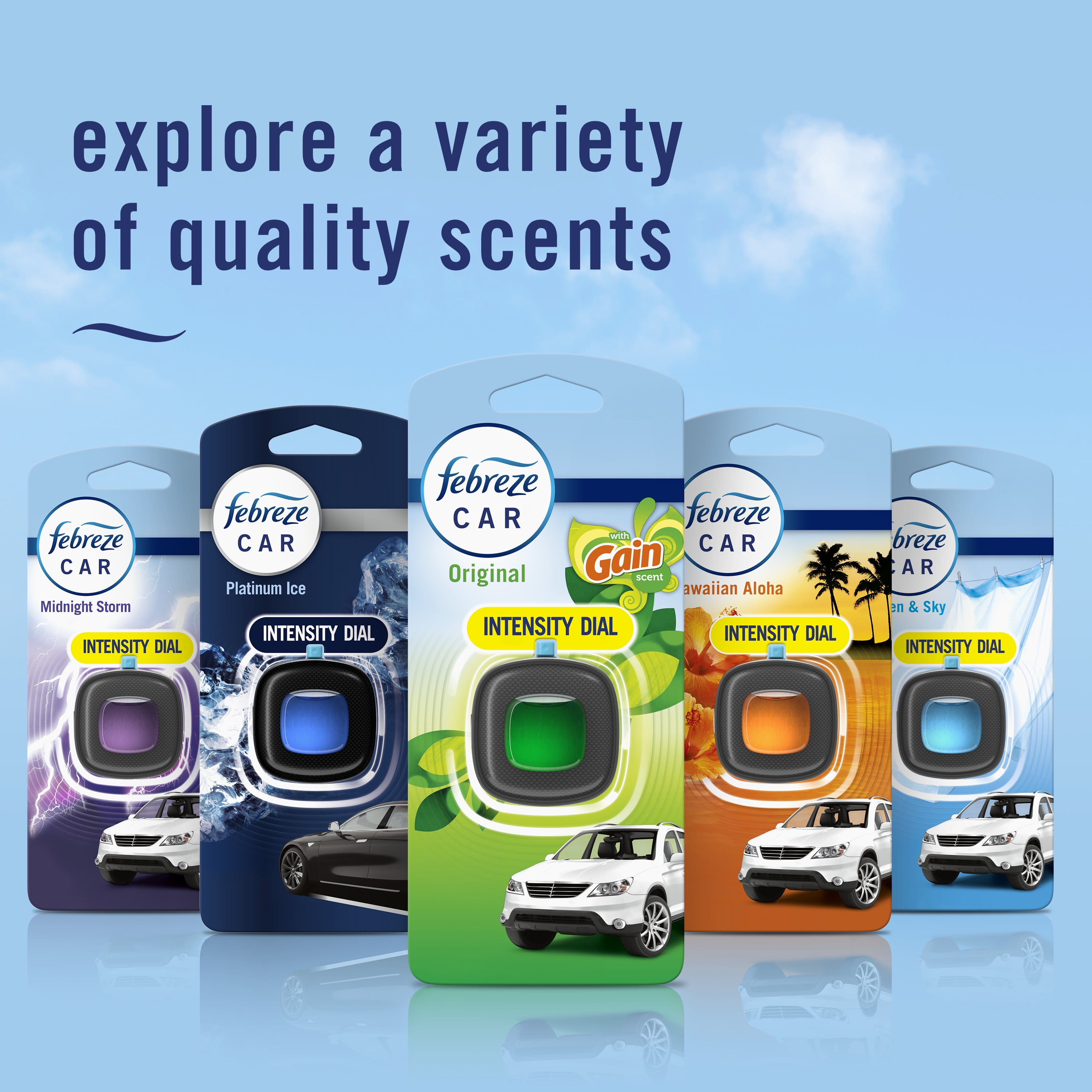 (8 pack) Febreze Car Air Freshener, Odor-Fighting Car Vent Clip, Gain Original, 3 Count