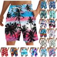 thumbnail image 1 of UVEASISHA Mens Summer Swim Trunks Tropical Palm Tree Print Bathing Suits Loose Fit Straight Leg Board Shorts Drawstring Elastic Waist Beach Shorts with Pockets Summer Clearance Multicolor XXL, 1 of 5