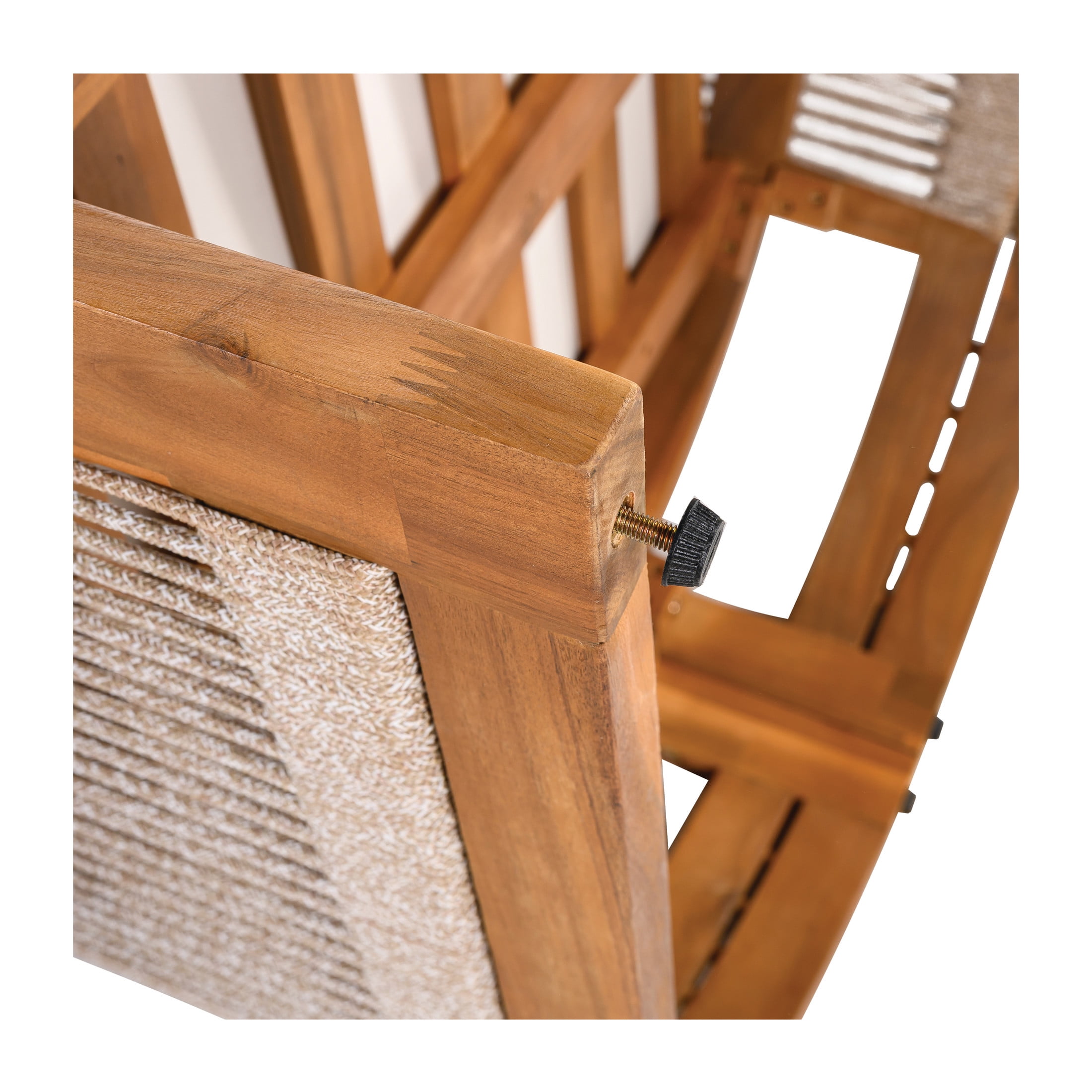 Christopher Knight Home 3-Piece Outdoor Chat Set with Side Table, Handwoven Rope and Acacia Wood Frame, Beige
