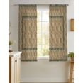 thumbnail image 4 of Sage Green Boho Sheer Curtains 39 Inch Length 2 Panels Set for Living Room/Bedroom, Vintage Ethnic Tribe Abstract Art Floral Kitchen Curtains Grommet Semi-Sheer Curtains Window Treatments 27.5"x39"x2, 4 of 7