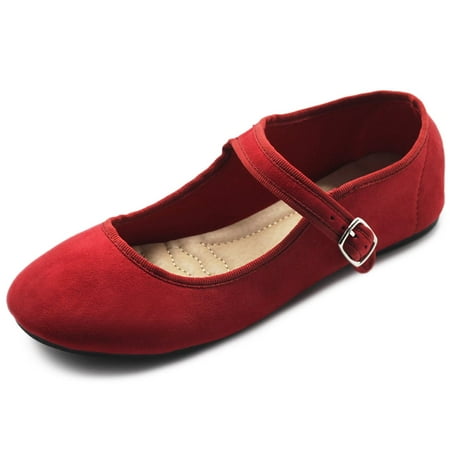 

Ollio Women s Shoes Faux Suede Casual Mary Jane Light Ballet Flats F56SU