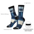 thumbnail image 4 of Fuzoiu Indigo Patchwork Quilt Print Athletic Crew Socks for Men & Women,Casual Crew Socks,Above Ankle Crew Socks for Business, Casual, 4 of 6