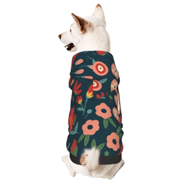 Fotbe Berries and Flowers Sudadera con Estampado para Perros Pequeños – Suéter con Capucha para Mascotas, Tela Suave de Forro Polar con Bolsillo-X-Large