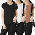 thumbnail image 2 of Yubnlvae Lot de 3 T-Shirts de Base en Modal - T-Shirts à Col Rond Doux à Manches Courtes pour Femmes (Port Quotidien Respirant / Confort Léger) (C / m), 2 of 9