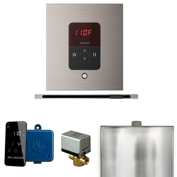Mr Steam Basic Butler Steam Shower w/Square iTempo Control and Linear Steamhead in Brushed Nickel