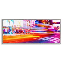 Stupell Industries Light Streaked Cityscape Scenery Photography Gray Framed Art Print Wall Art, 30 x 13