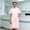 Pink, variant on Elegant Ensemble with Long Lab Coat Classic Collar and Button Closure for Seasonal Comfort and Realistic