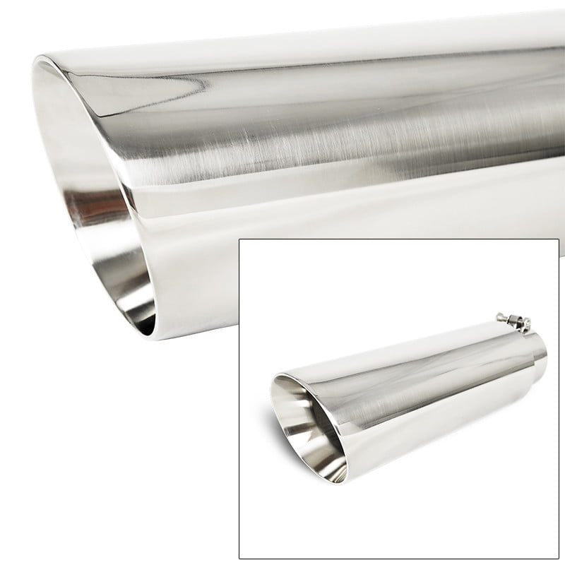 Details about   Universal Angled Polished 18in Stainless Steel Exhaust Tips 3 In 4 Out 234081