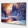 thumbnail image 3 of Designart ' Dark Blue Silhouettes of Trees With Winding River ' Lake House Canvas Wall Art Print, 3 of 4