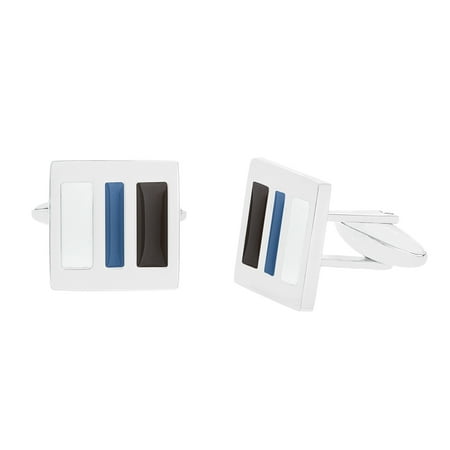 Stainless Steel Square with Tri-Color Enamel Cufflinks