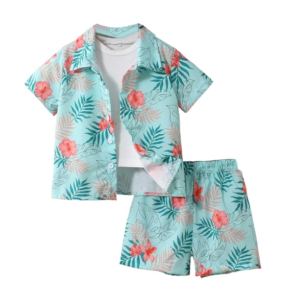 Baby Boys Girls Pajamas Sleepwear Set Cartoon Crew Neck Tee Shorts 4-5 Years 5-6 Years 6-7 Years Cotton Jersey Pullover Beach Vacation Skin Friendly (4 Years,Mint Green)