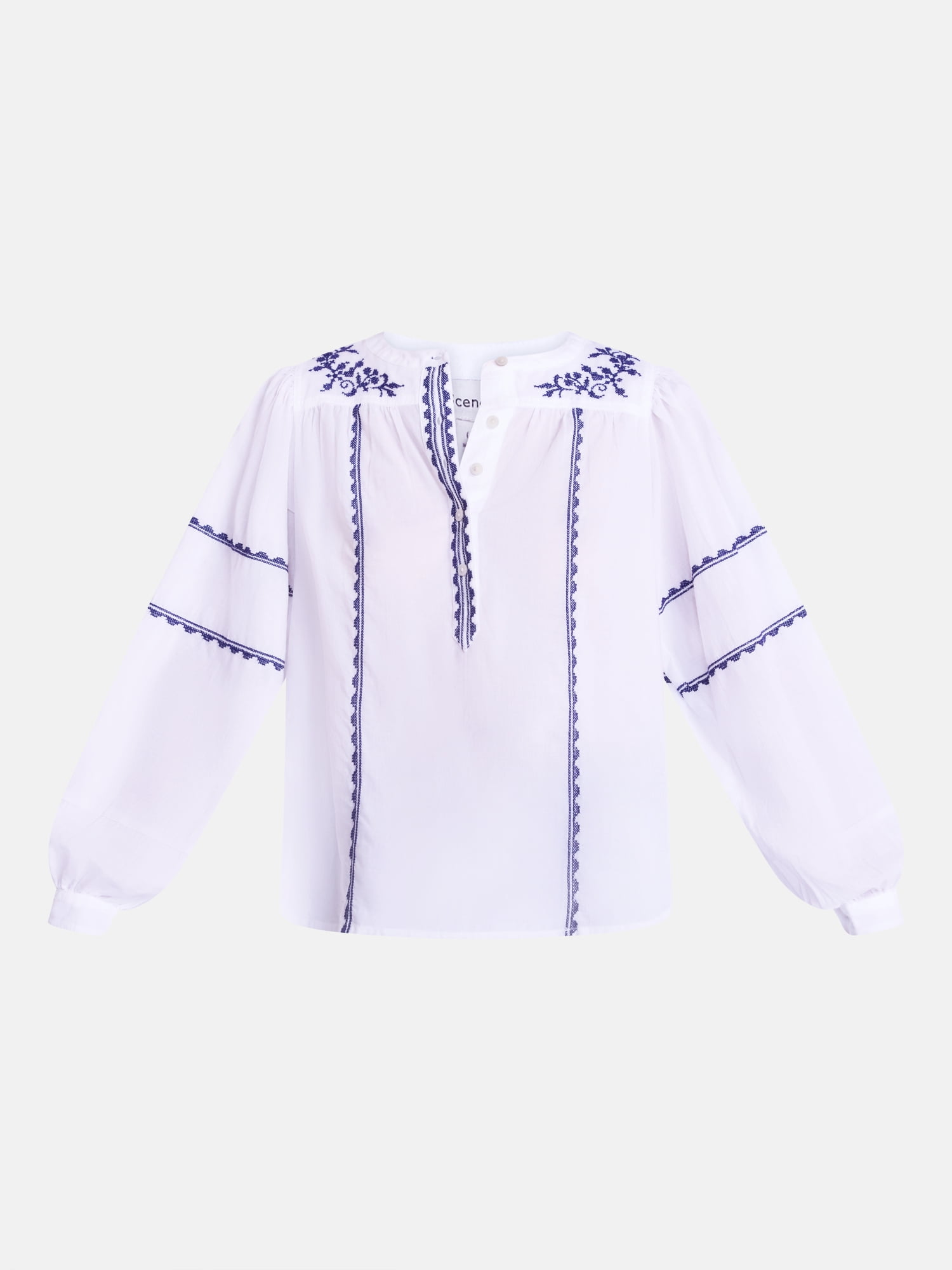 Scenario Women's and Women's Plus Embroidered Top with Long Sleeves, Sizes XS-4X