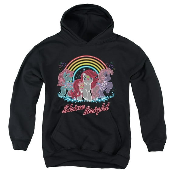 My Little Pony Retro Neon Ponies Youth Pullover Hoodie Sweatshirt Black