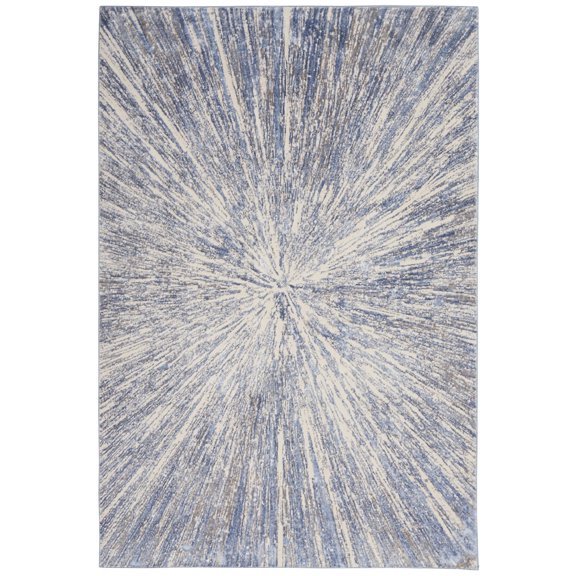 Nourison Sleek Textures 5'3" x 7'3" (5' x 7') Blue/Grey Area Rug Distressed Abstract by Nourison