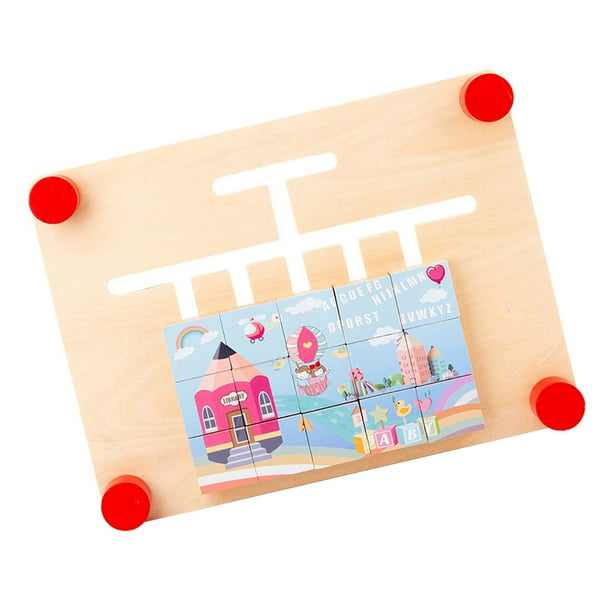 Juego de rompecabezas de combinación de colores y formas para el desarrollo del aprendizaje con 10 tarjetas de madera A B C