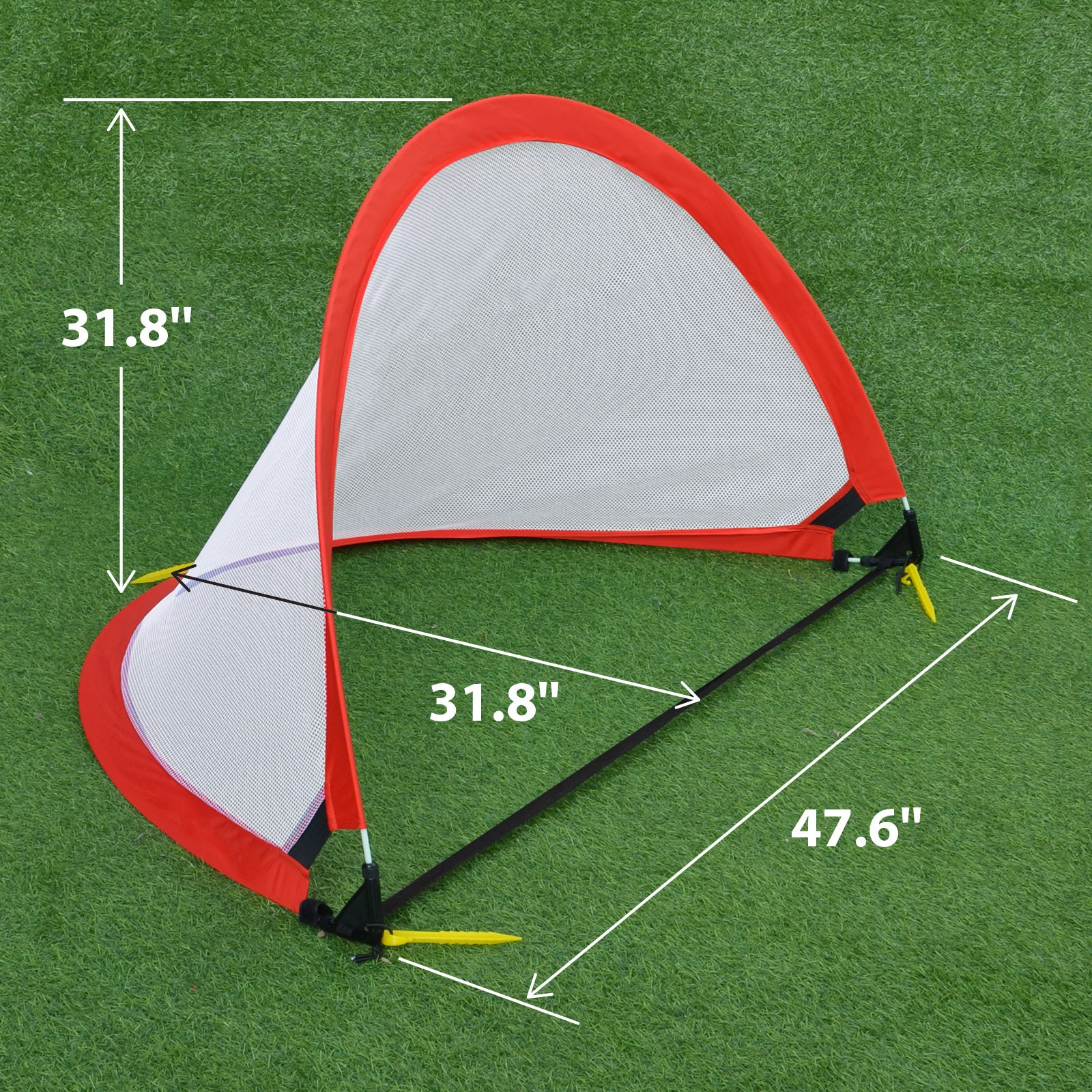SUNRISEUMBRELLA 4ft Portable Pop Up Soccer Goal Football Practice Training Sport Nets w CarryBag（RED)