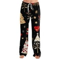 thumbnail image 5 of Fabrcox Christmas Pajamas Bottoms for Women Loose Fit Christmas Tree Printed Drawstring Wide Leg Lounge Long Bottoms Black XL, 5 of 6