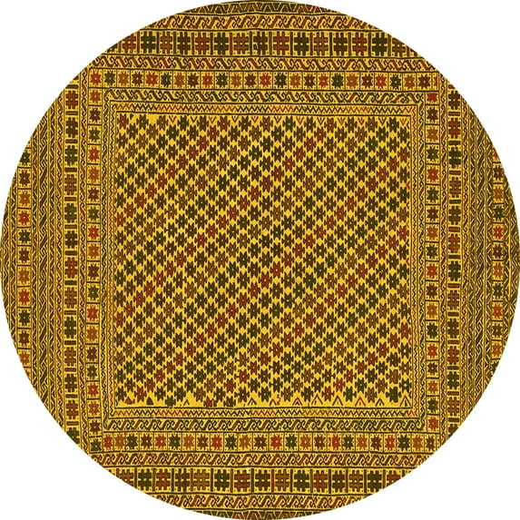 Ahgly Company Indoor Round Persian Yellow Traditional Area Rugs, 5' Round