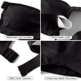 thumbnail image 6 of VISALY Women Plus Size Strapless Bandeau Bra Anti Slip Strapless Crisscross Back Bralettes Side Hook Closure Tube Bra Non Slip Cross Back Padded Seamless Seamless Stretch Wrap Tube Brassiere Black S, 6 of 7