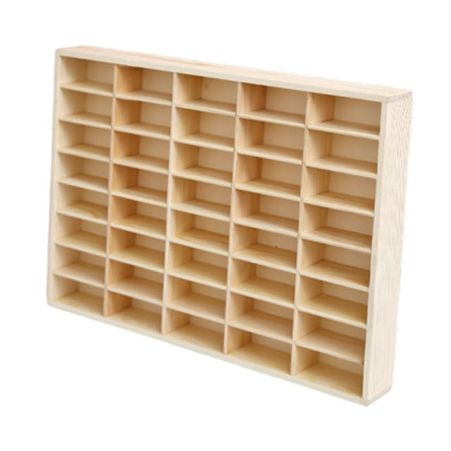 Abbracc Wooden Storage Divider Box Display Box Tabletop Box Wall Mounted Toy Car Storage Car Display Shelf for Doll Store Tiny Dolls 40 Grid